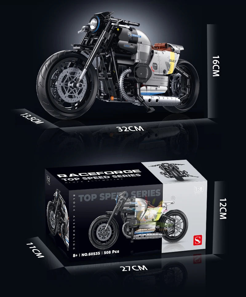 High-tech Classic Motorbike Building Model Blocks