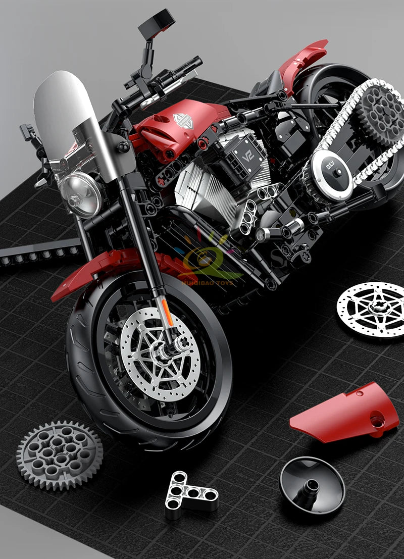 High-tech Classic Motorbike Building Model Blocks