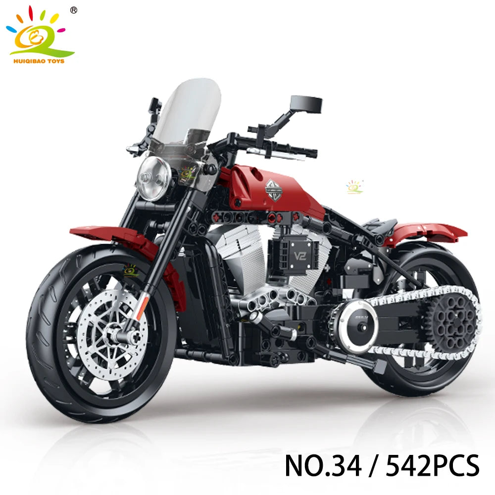 High-tech Classic Motorbike Building Model Blocks