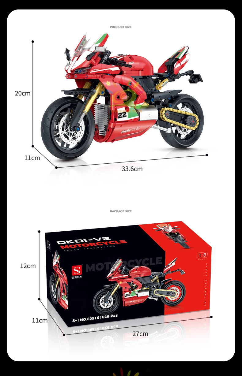 High-tech Classic Motorbike Building Model Blocks