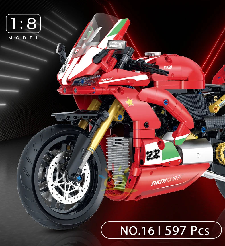 High-tech Classic Motorbike Building Model Blocks