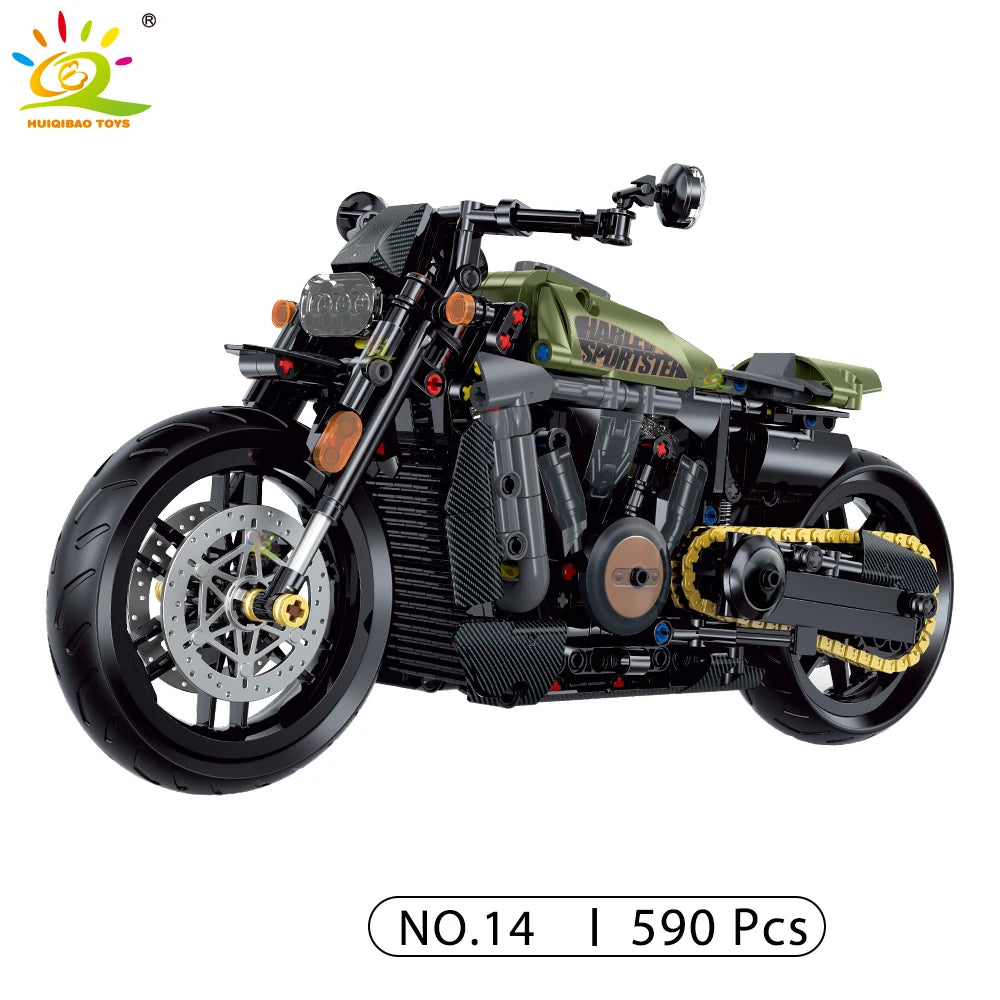 High-tech Classic Motorbike Building Model Blocks