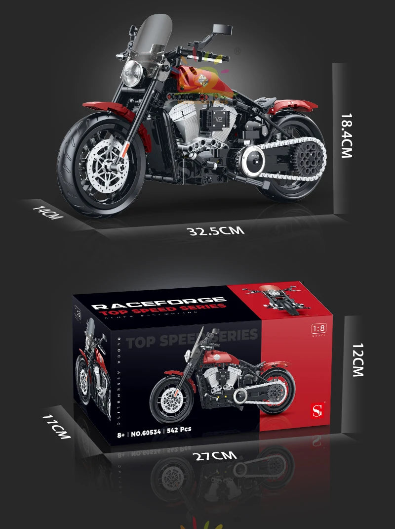 High-tech Classic Motorbike Building Model Blocks