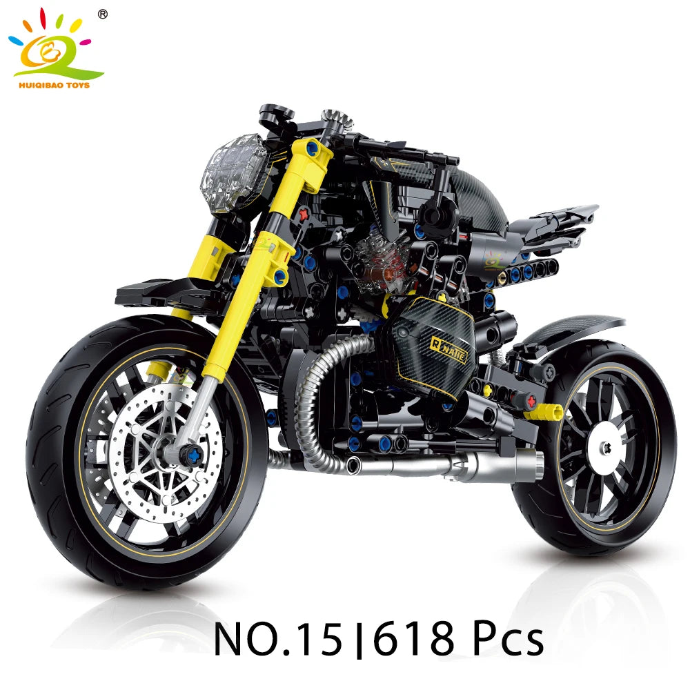 High-tech Classic Motorbike Building Model Blocks