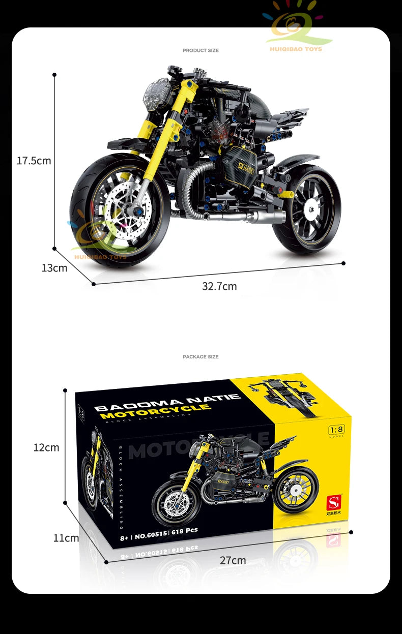 High-tech Classic Motorbike Building Model Blocks