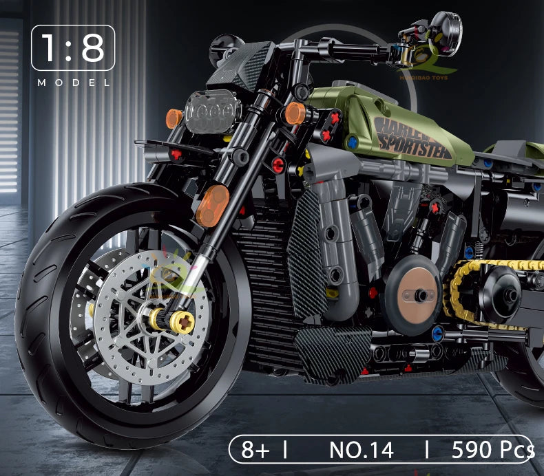 High-tech Classic Motorbike Building Model Blocks