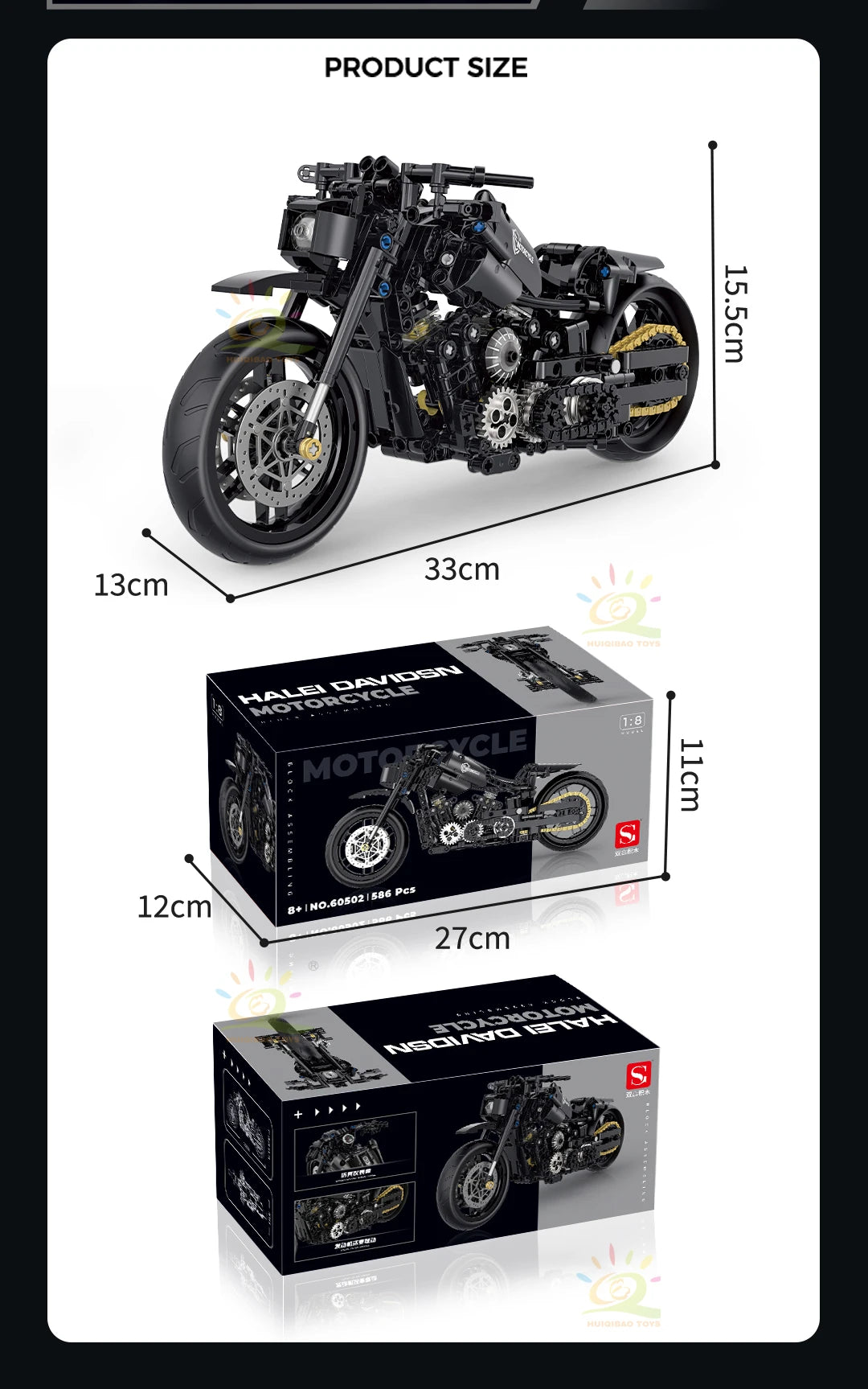 High-tech Classic Motorbike Building Model Blocks