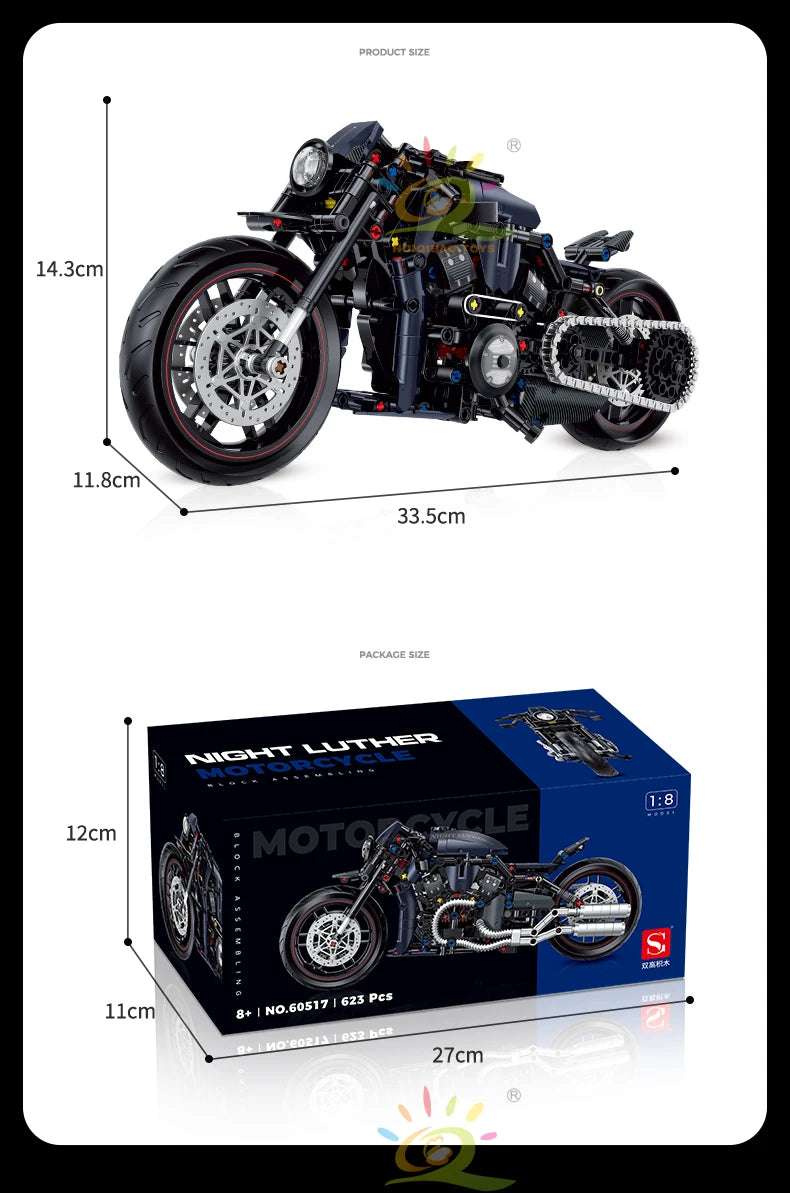 High-tech Classic Motorbike Building Model Blocks