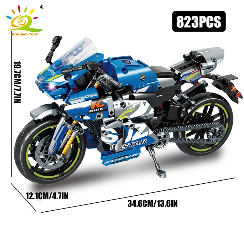 High-tech Classic Motorbike Building Model Blocks