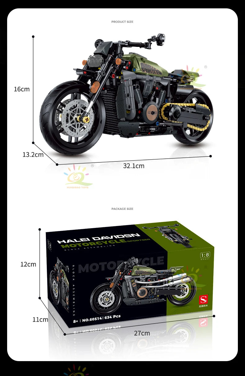 High-tech Classic Motorbike Building Model Blocks