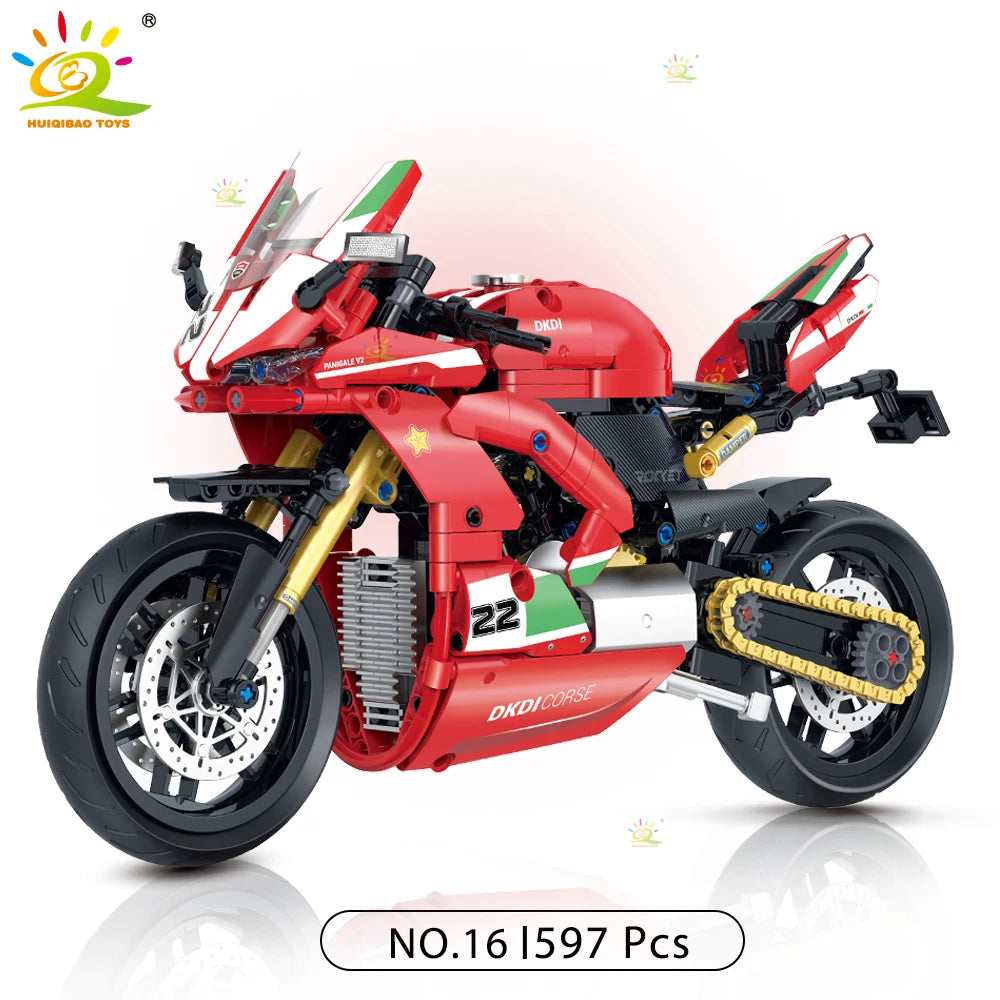 High-tech Classic Motorbike Building Model Blocks